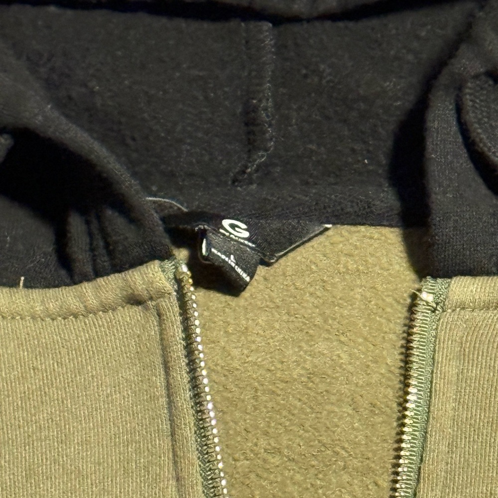 Black and Olive Zip-Up Hoodie - Women Tops - Picture 3 of 4